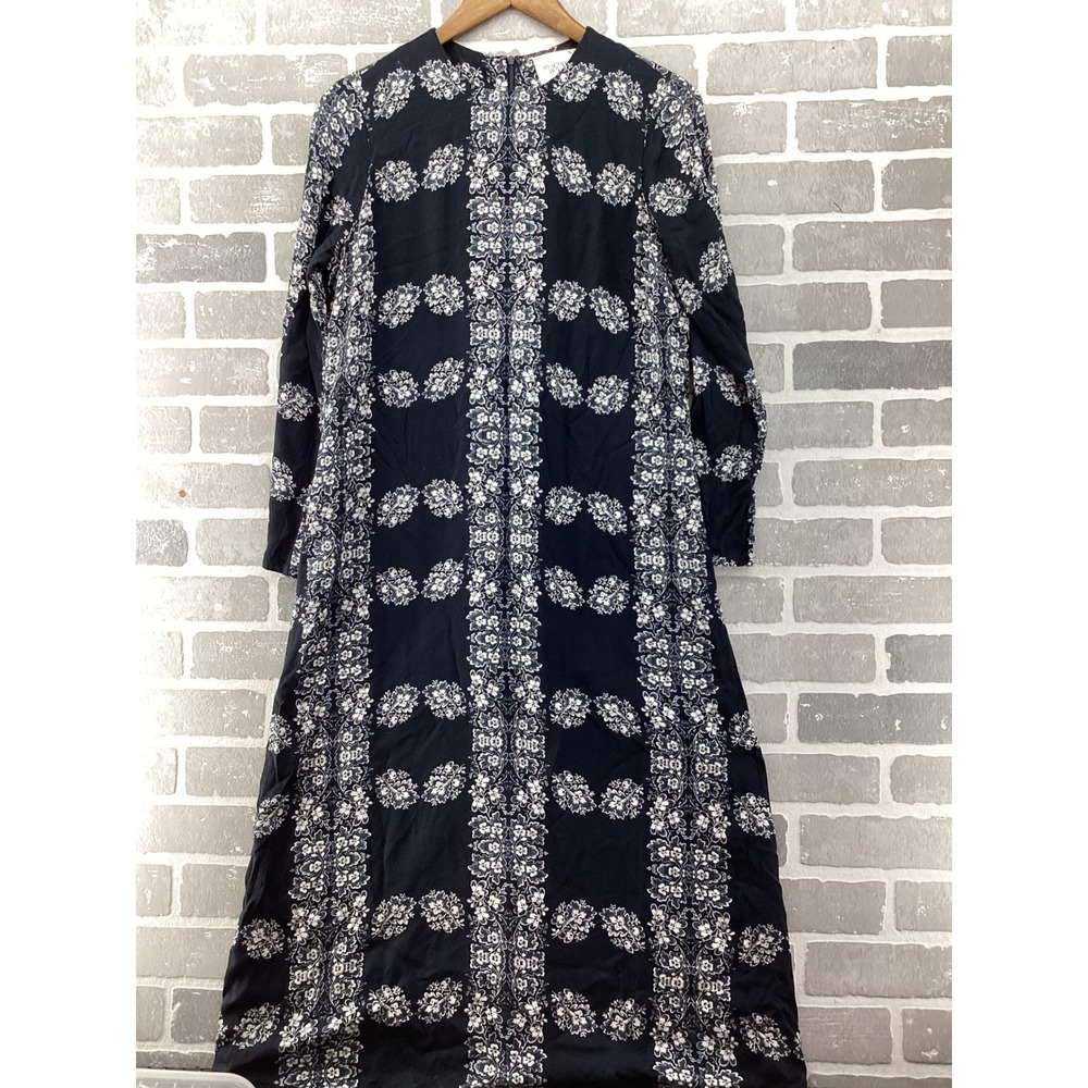Tuckernuck Hyacinth House Miller Dress Navy Floral Midi Long Sleeve  Small